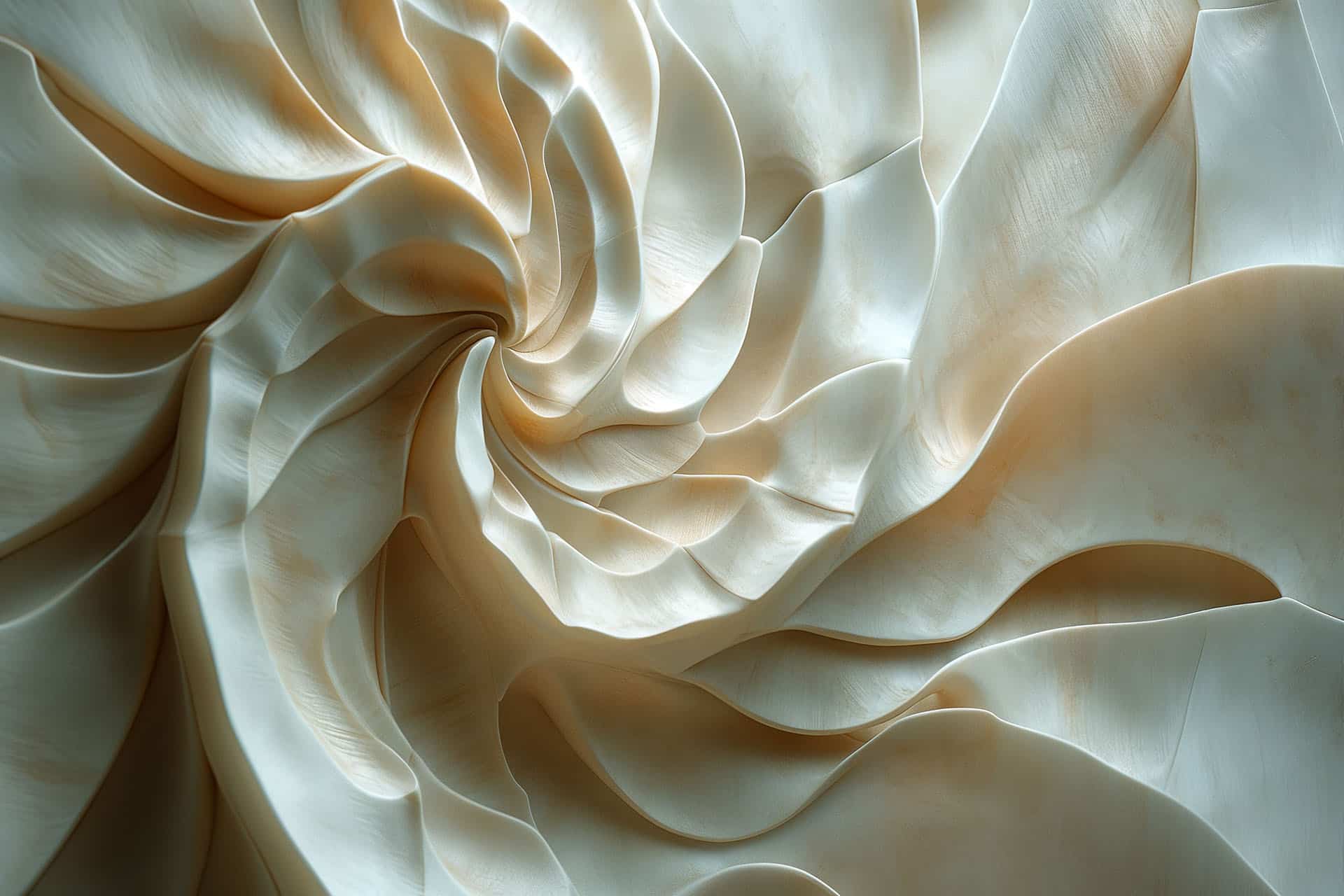 Stein oder Muschel mit spiralförmiger Musterung in Beige-Gold